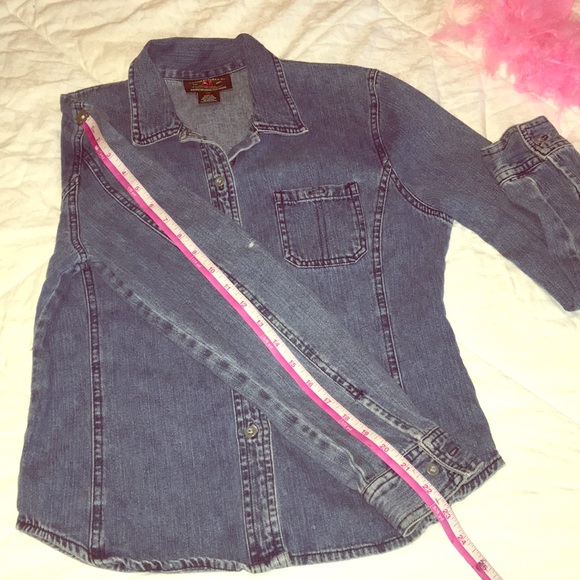 Vintage denim American eagle JEAN button down long sleeve western fitted top M - Picture 5 of 11